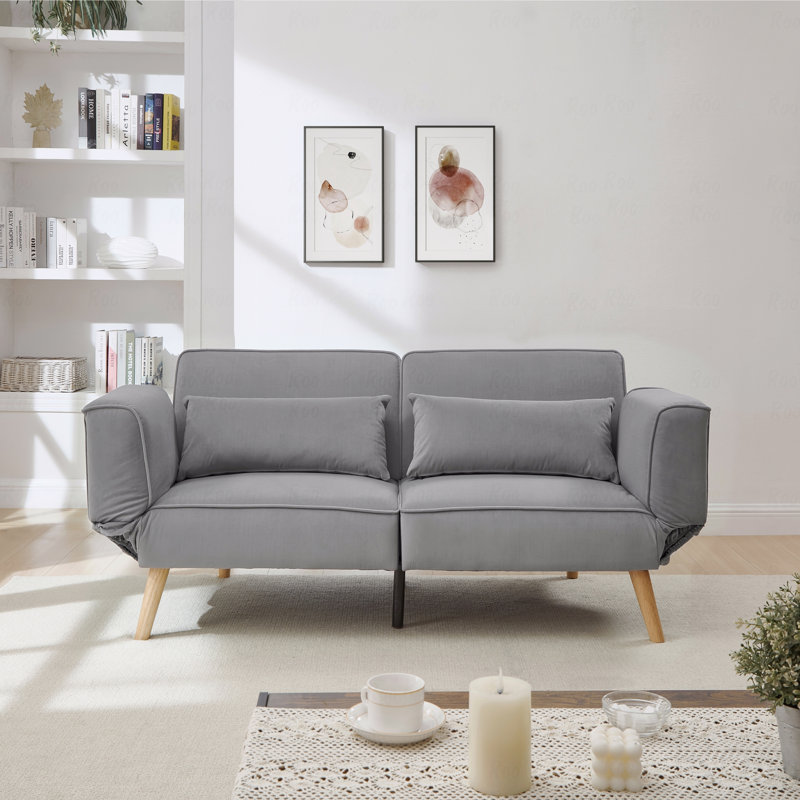 Futon canapé-lit avec accoudoirs réglables, réglable, Gris