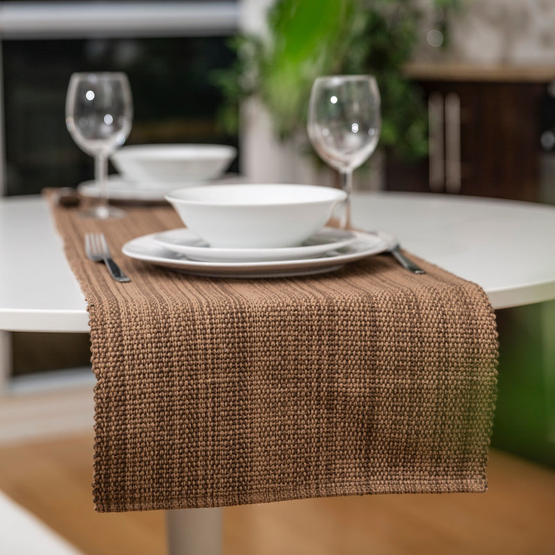 Aaronjacob Cotton Rectangle Table Runnner, Mocha