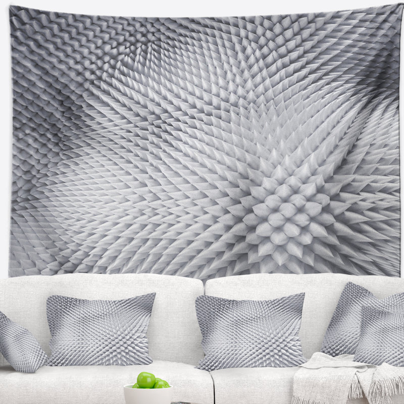 Tapisserie de conception abstraite prickly blanc 3d, H 32 po x l 39 po