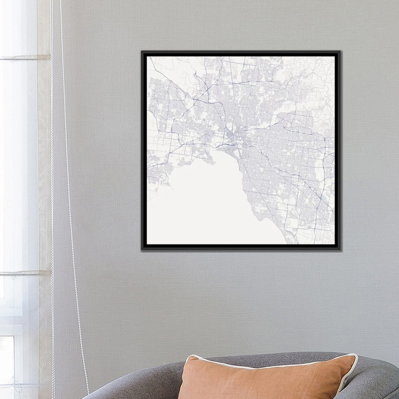 « melbourne chaussée », impression sur toile tendue, H 26 po x l 26 po x P 1,5 po, Toile tendue, Pas de tapis