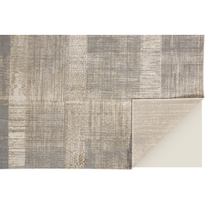 Tapis gris / beige / doré Ernie, Rectangle 1 pi 8 po x 2 pi 10 po