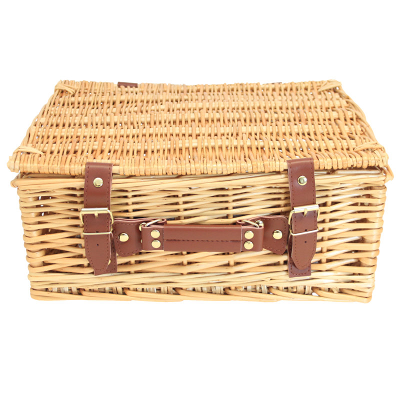 Wicker Hamper Basket with Lid, 17 L, Beige