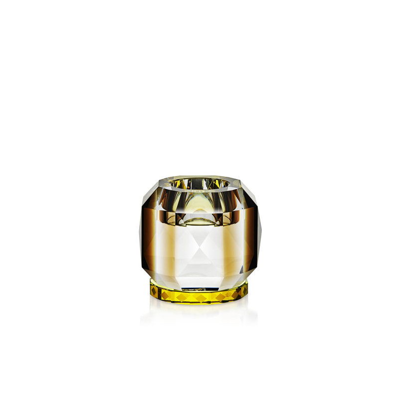 Ophelia Tealight Candle Holder, Clear/Brown/Yellow