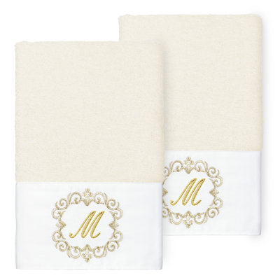 Winston Porter 100% Turkish Cotton MONICA 2PC Embellished Hand Towel Set