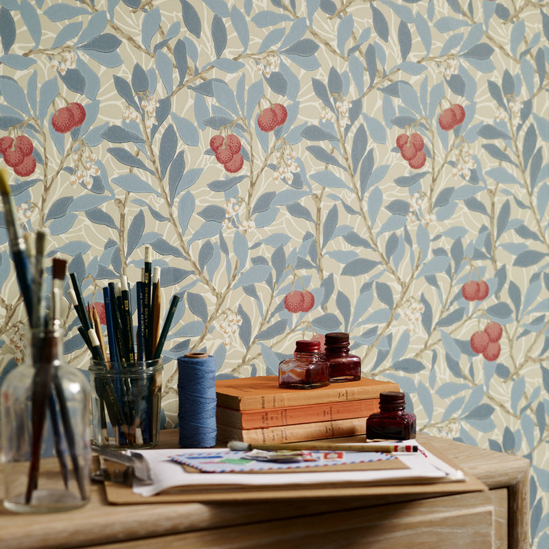 Arbutus 10.05m x 52cm Matte Wallpaper Roll, Blue/Pink
