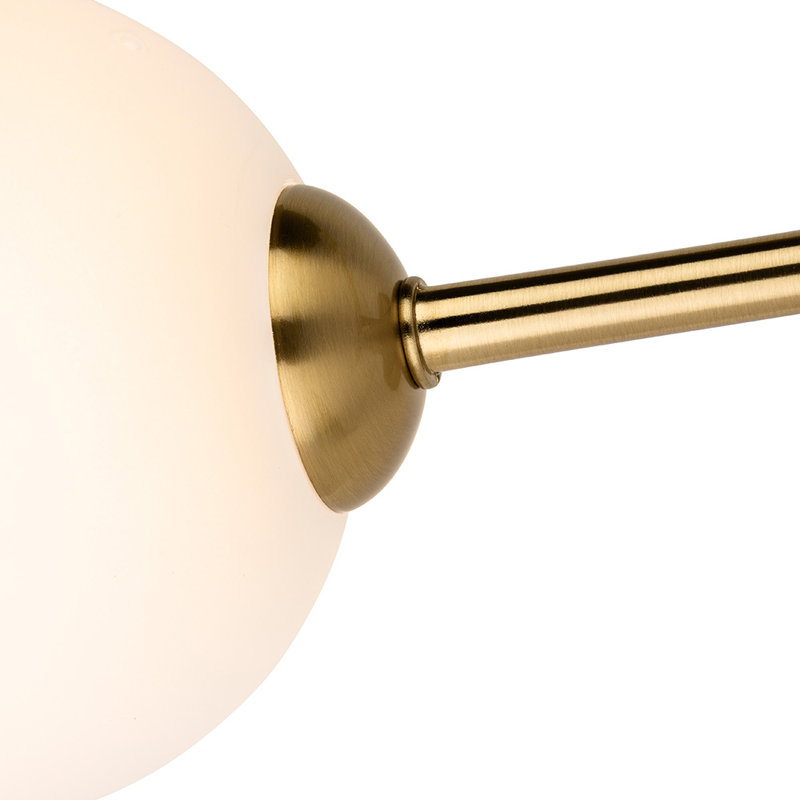 Glass Flush Mount, Opal White, Brushed Brass, 4