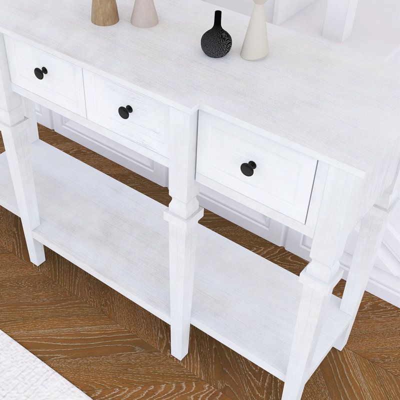 48 inch Long Console Table with 4 Drawers and 1 Bottom Shelf for Entryway Hallway Easy Assembly