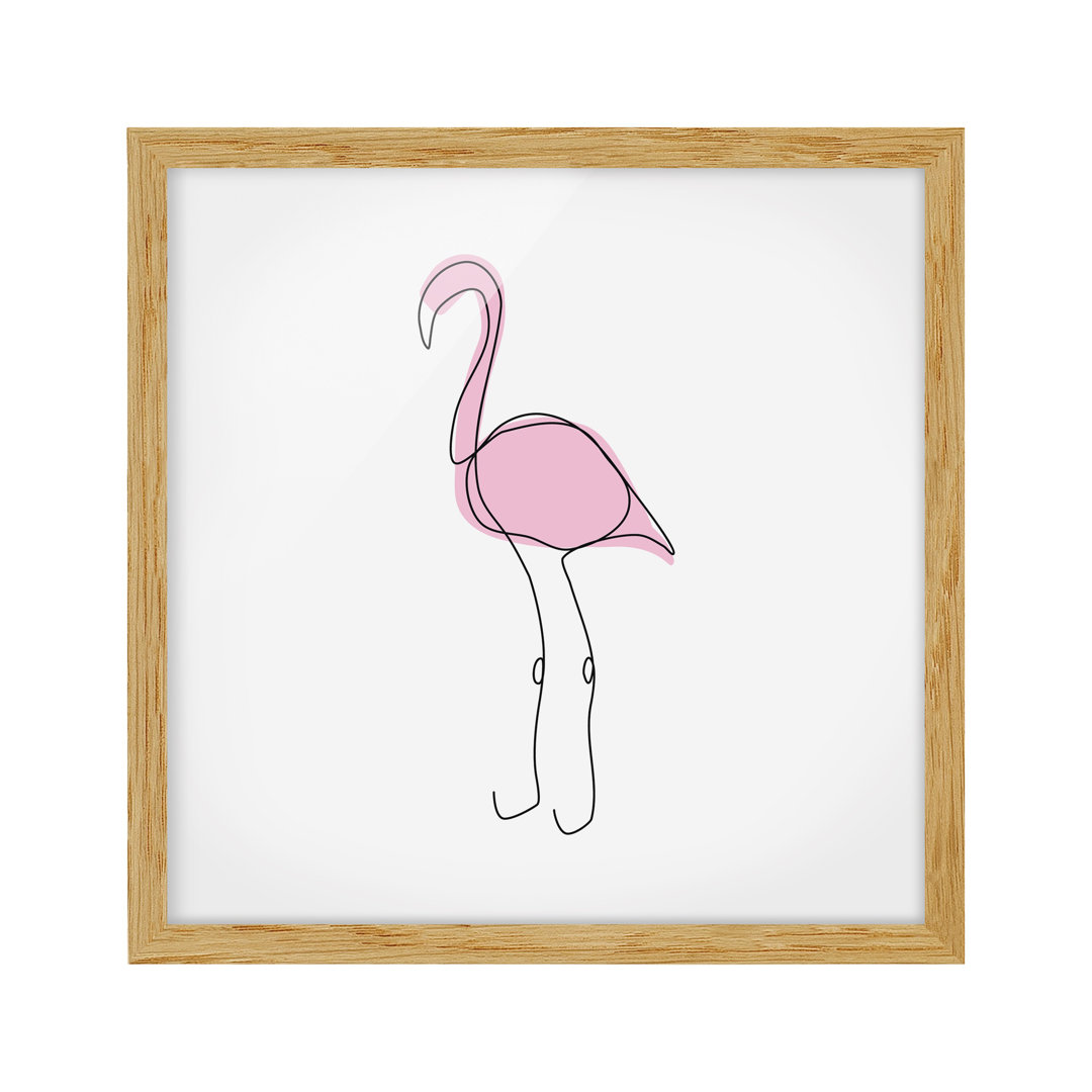 Gerahmtes Poster Flamingo Line Art