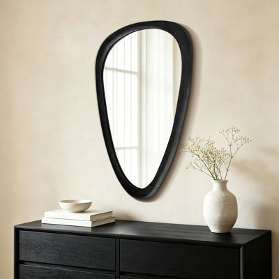 Asymmetrical Wood Framed Accent Wall Mirror