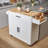Kitchen Island Cart with Solid Wood Top, 35.4" Width Mobile Carts with Storage Cabinet, Rolling Kitchen Table with Spice Rack, Towel Rack, Drop Leaf and Drawer, Portable Islands on Wheels, White