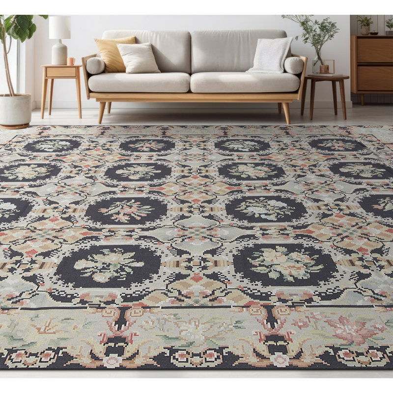 Hand-Knotted High-Quality Black Area Rug
