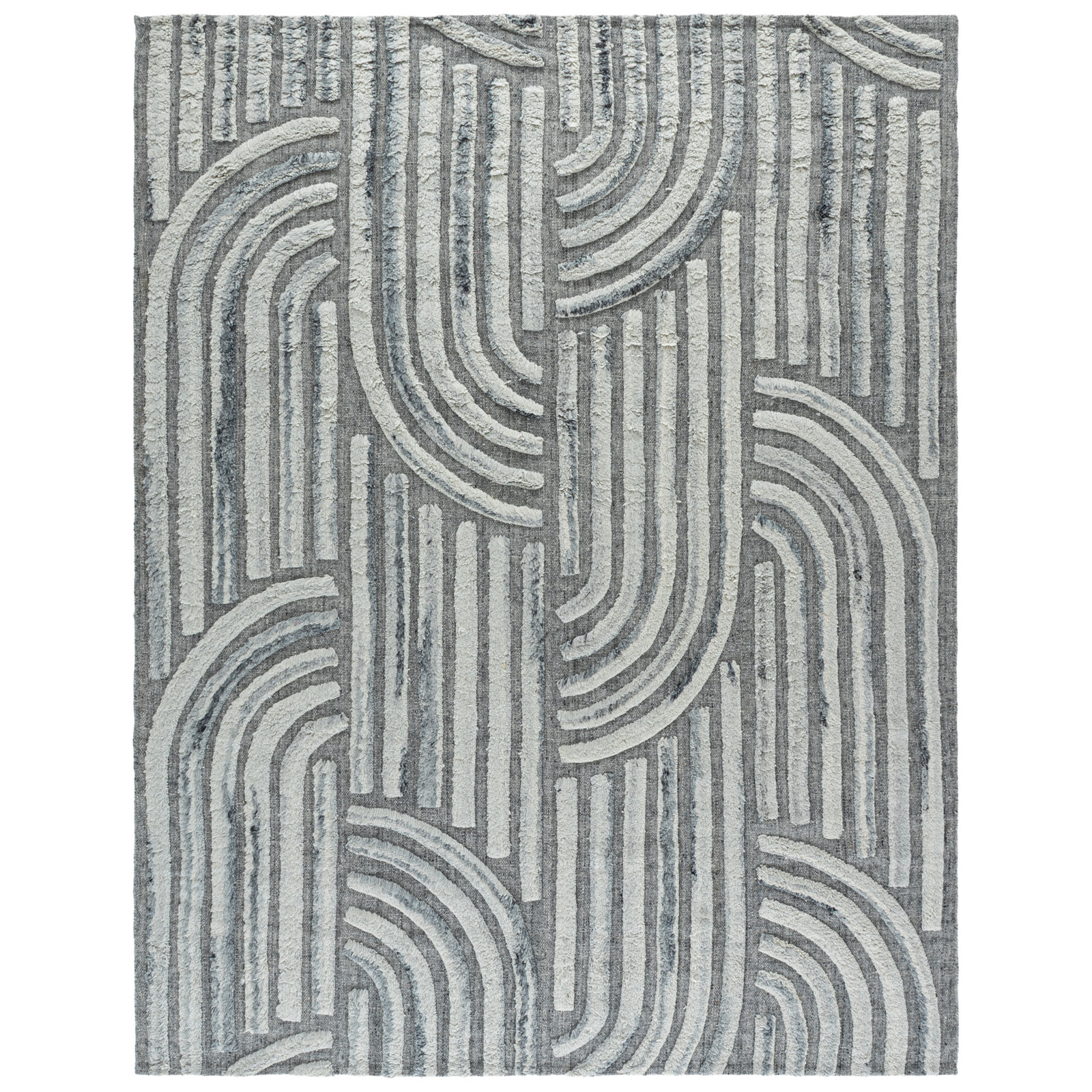 Seri Handmade Dark Gray/Ivory Rug, Rectangle 8' x 10'