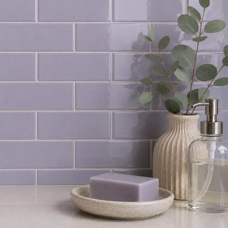 Curvaceous 3" x 6" Ceramic Wall Tile, Lilac