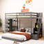 Lit superposé à 3 couches, simple et double, gris - Améliore l'organisation de la chambre à coucher avec rangement idéal pour les petits espaces