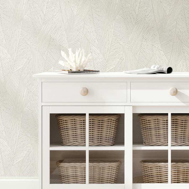 Peel & Stick Geometric Roll, Taupe/White