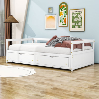 Elchin Twin Size Wood Daybed with Trundle and Drawers -  Harriet Bee, B5387A4C82F74B87A5FB8037ADDA194B