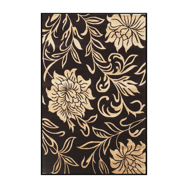 Tapis contemporain brun / beige, Rectangle 2 pi x 5 pi