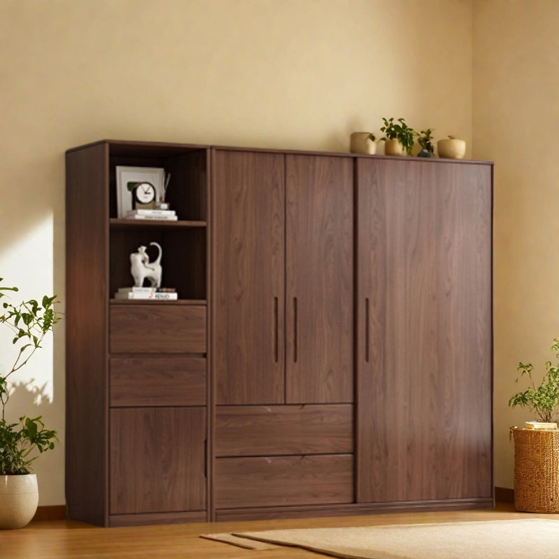 Garde-robe simple couleur noyer classique, H 78,74 po x l 102,36 po x P 23,62 po