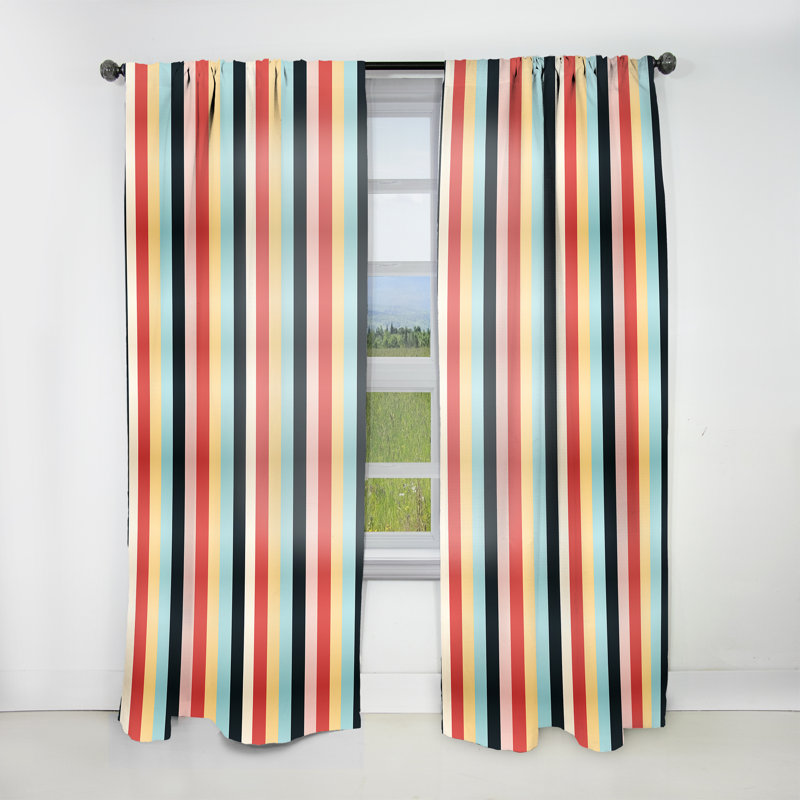 Retro Revival Striped Motif III - Rideau à rayures - Rideau à rayures obscurcissant - 1 panneaux, L 52 po x L 90 po