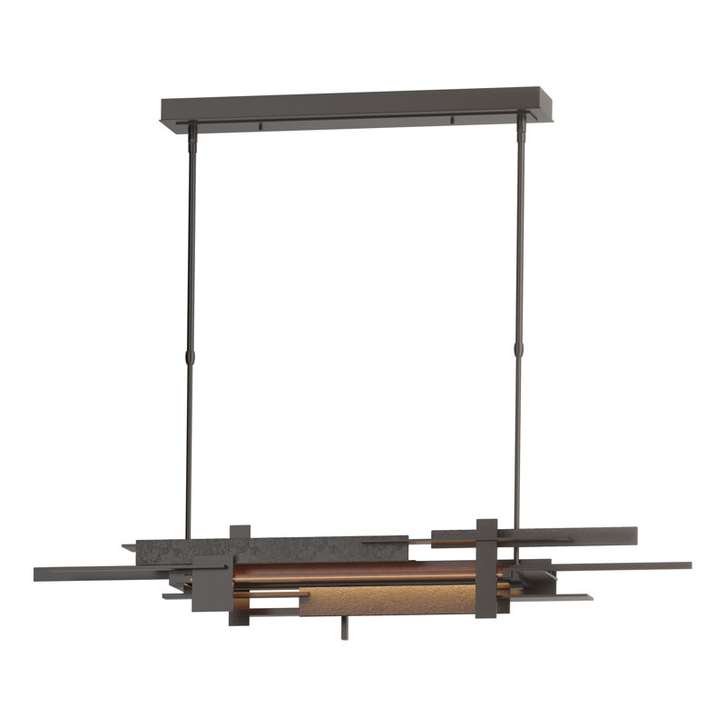 Luminaire suspendu pour îlot de cuisine 1 lumière DEL Planar, H 8,4 po x l 48,3 po x P 8,5 po, Bronze huilé, Bronze huilé