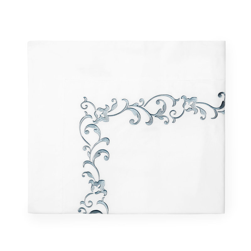 Griante Percale Flat Sheet, White/Storm, Twin Flat Sheet