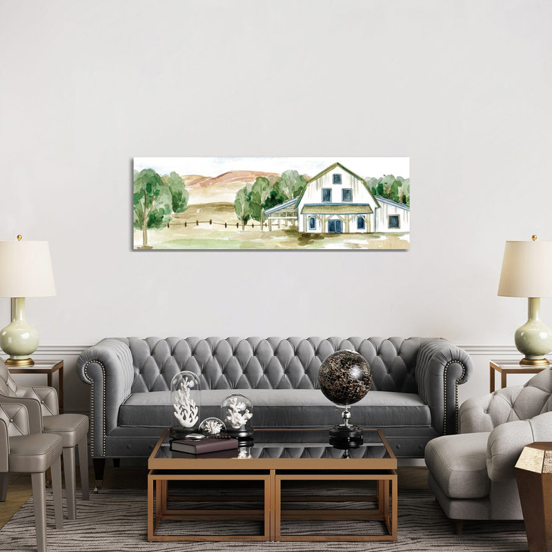Farmhouse Landscape 1 Piece Wrapped Canvas Panoramic Wall Art, 152.4 cm H x 50.8 cm W x 3.175 cm D