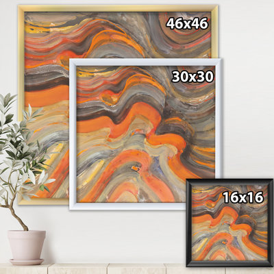 " Abstract Gilded Orange Waves "