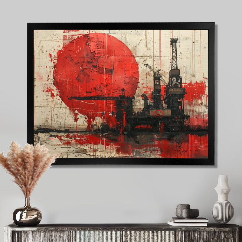 Impression d'art mural rouge noir et pétrochimie, Toile encadrée noire simple, H 12 po x l 20 po x P 1 po