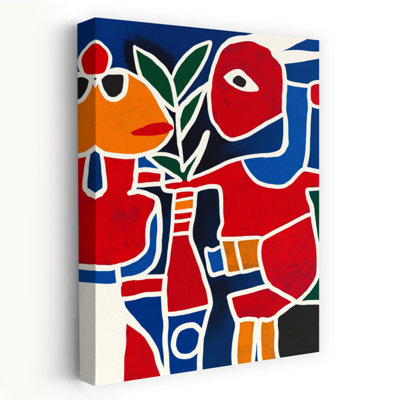Illustration murale abstraite et colorée représentant des plantes aux formes vibrantes, inspirées de l'art populaire.
