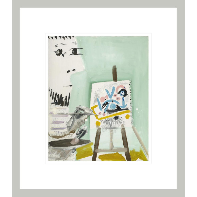 «Le Peintre et son chevalet» par Pablo Picasso, impression giclée sur cadre, 15.7" H x 13.75" W