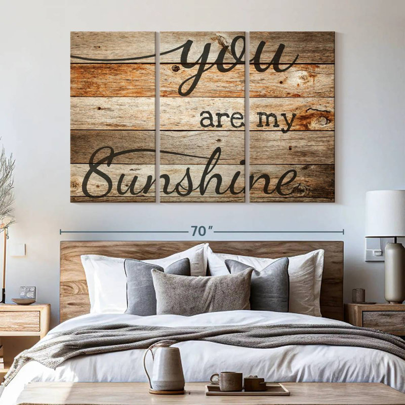 You Are My Sunshine Typographie II - ensemble de 3 toiles tendues, H 42 po x l 65 po x P 1,25 po