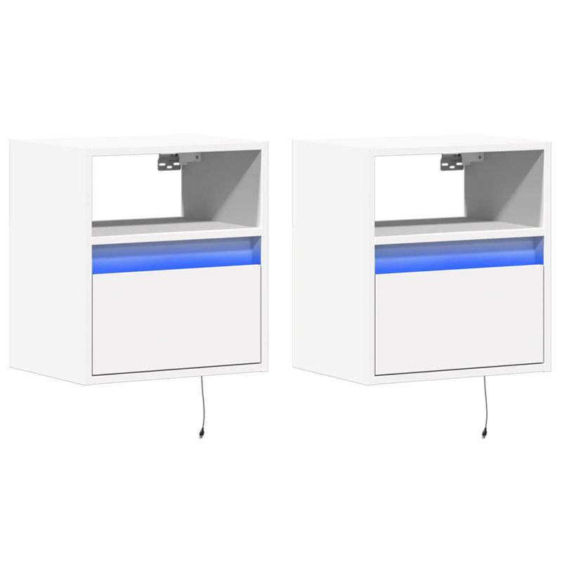 Costache 41cm W Bedside Table, White, 2