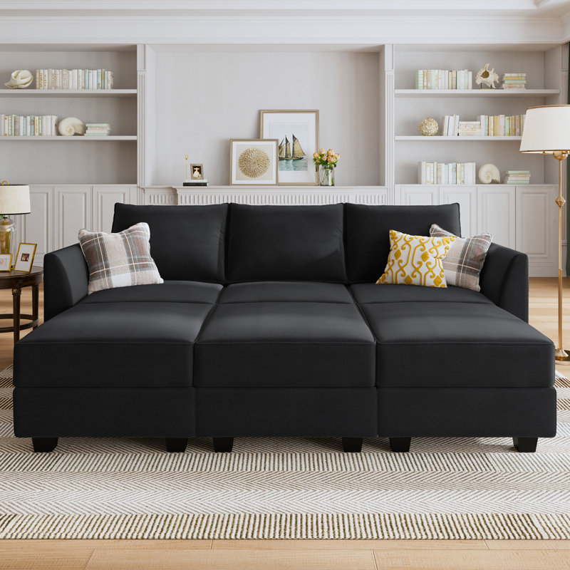 Canapé modulaire Tremee pour le salon, Velours noir