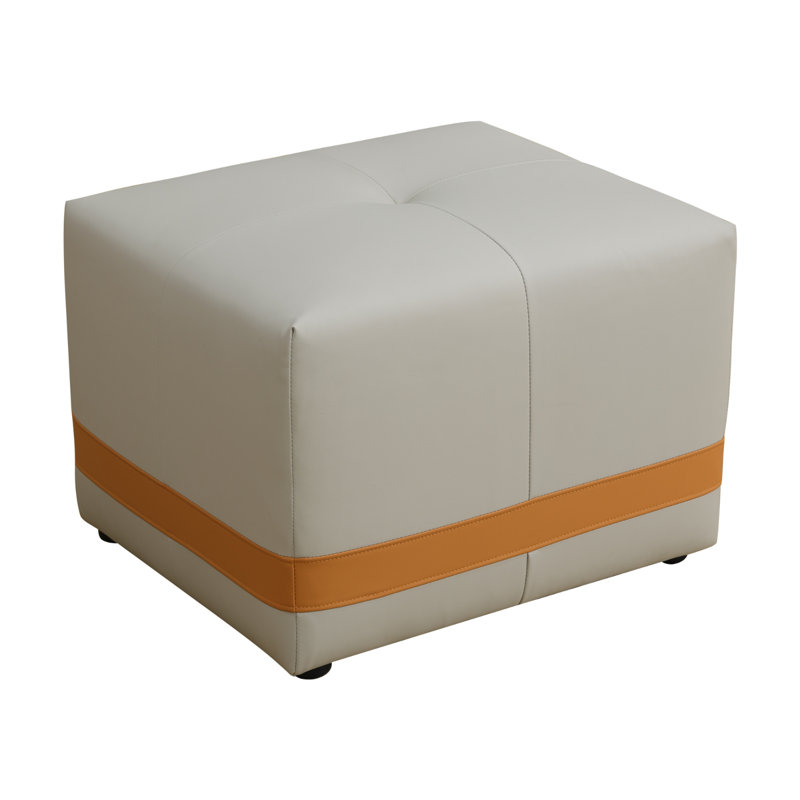 Haletky Upholstered Ottoman, White Faux Leather