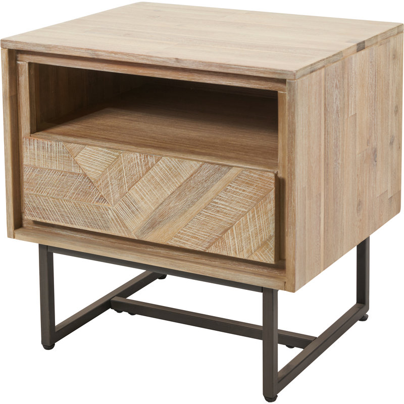 55cm W Solid Wood Bedside Table