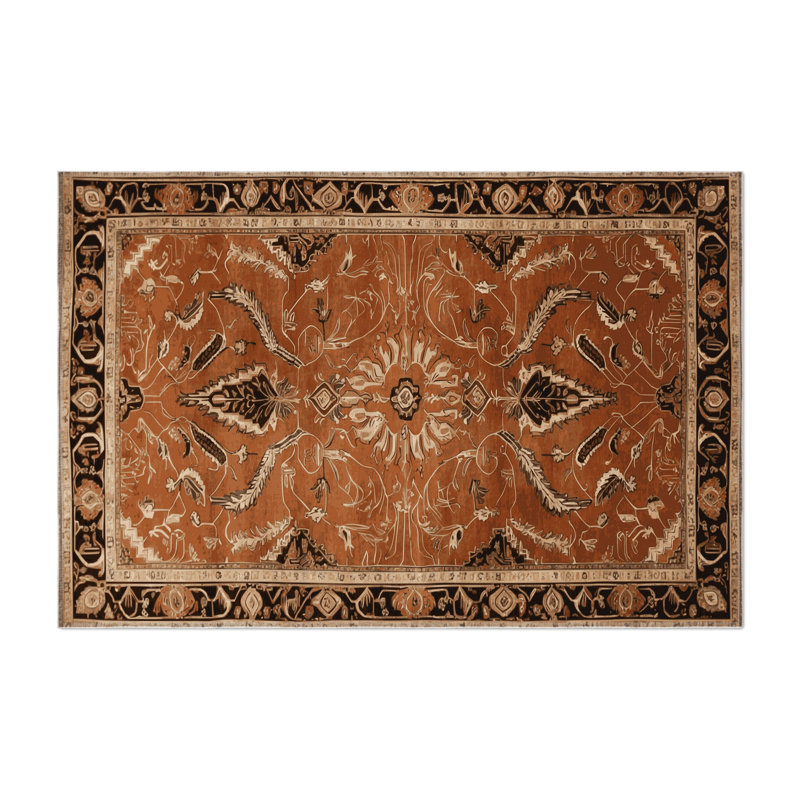 Tapis d'intérieur et d'extérieur brun Persian, Rectangle 4pi x 6 pi