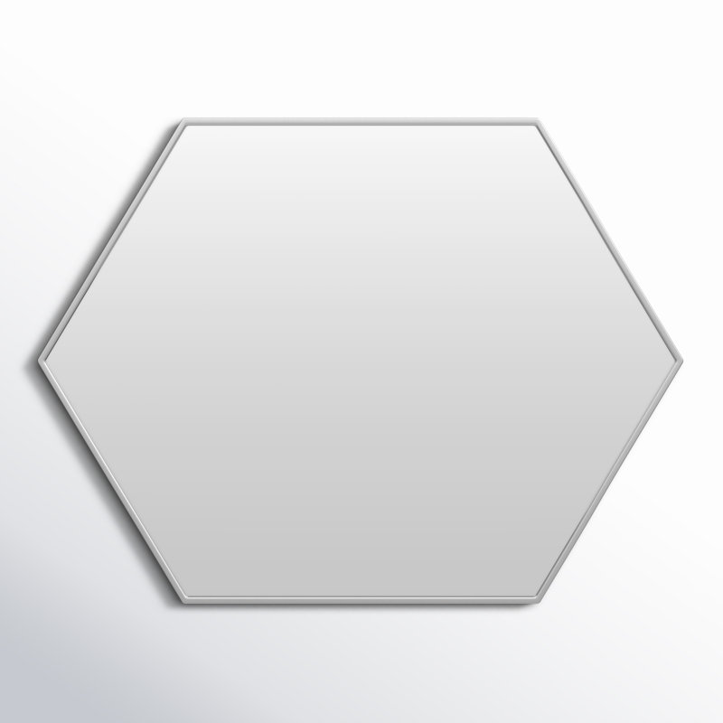Sabine Metal Hexagon Wall Mirror, 34" x 24", Silver