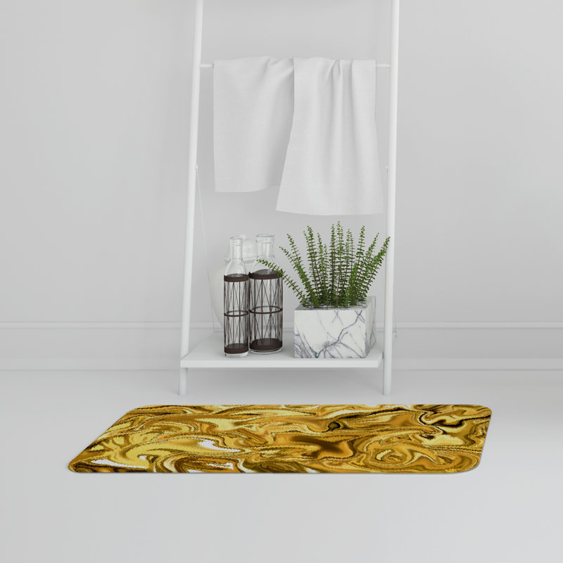 Ajaysia Non-Slip Bath Rug, Liquid Gold