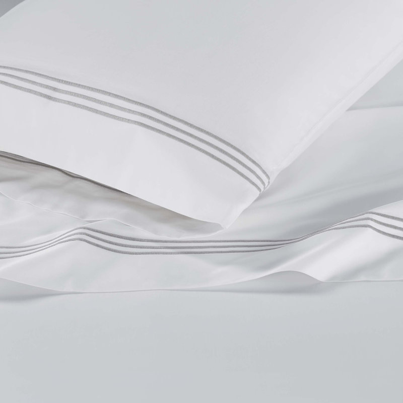 Queen White Cotton Embroidered Deep Pocket Bed Sheet Set