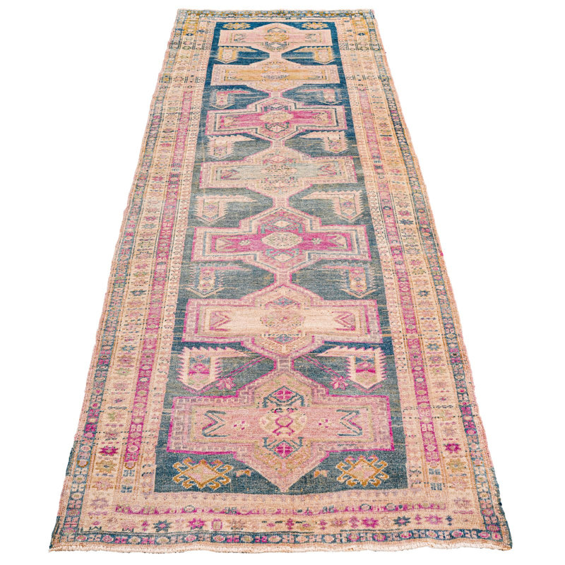 Tapis unique en laine beige / brun 4 pi 2 po x 6 pi 3 po années 1990