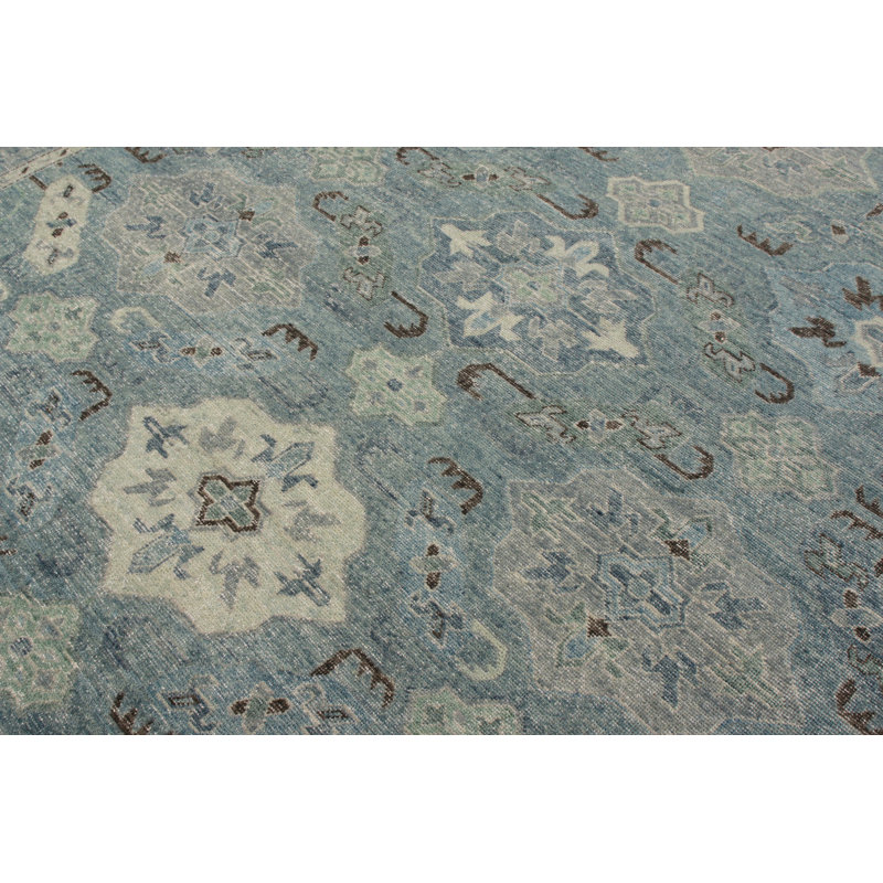 Distressed Homage Hand Knotted Wool Geometric Area Rug, Rectangle 12' x 16'