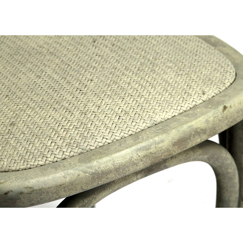 Distressed White Cross Back Cane Side Chair