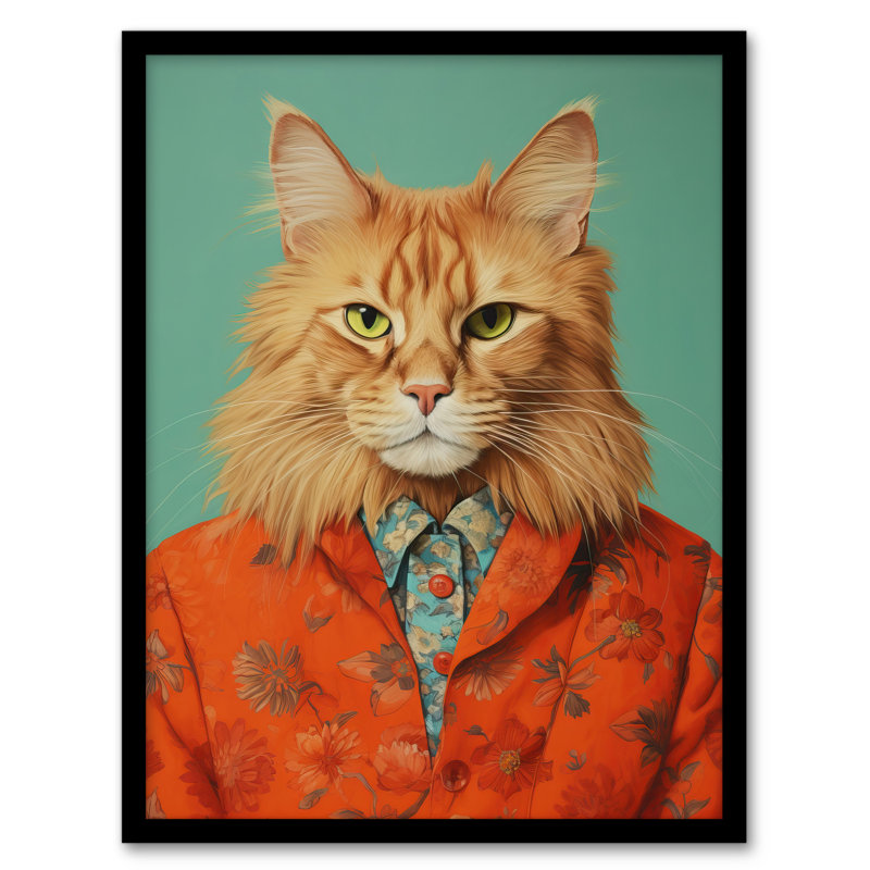Maine Coon Ginger Pet Cat Portrait Fun - Single Picture Frame Print