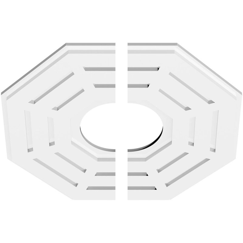22"OD x 7"ID x 8 3/4"C x 1"P Westin Architectural Grade PVC Contemporary Ceiling Medallion, Two Piece, 1" H x 22" W x 22" D