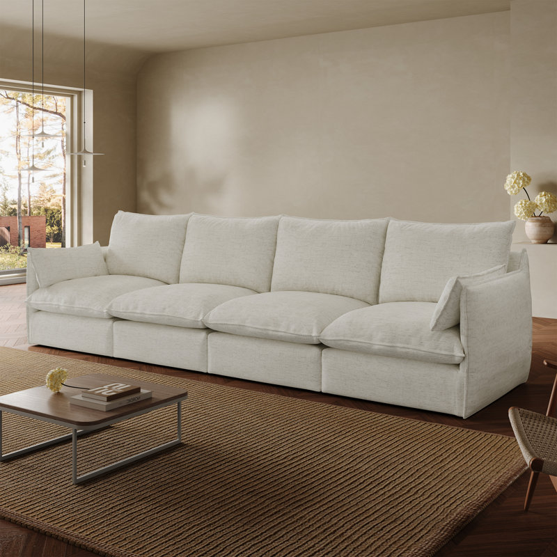 Canapé modulaire rembourré en U 124 po, Blanc
