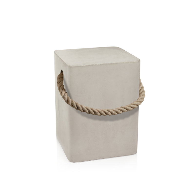 Tiziano Concrete Accent Stool, White