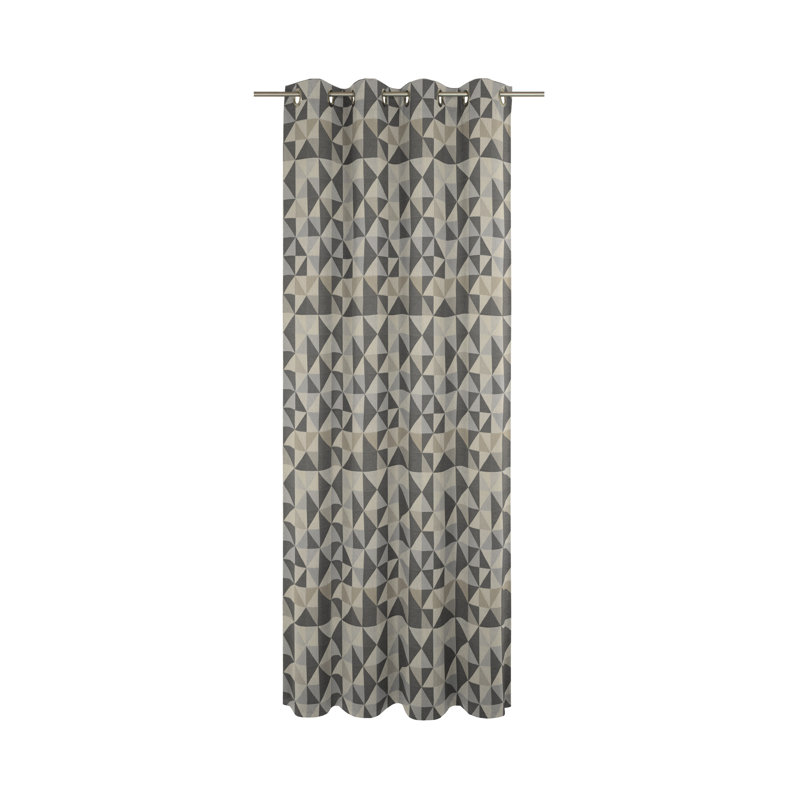 Vanesa Cotton Room Darkening Curtain Single Panel, 145 W x 175 D cm, Grey/Dim Grey/Dark Grey