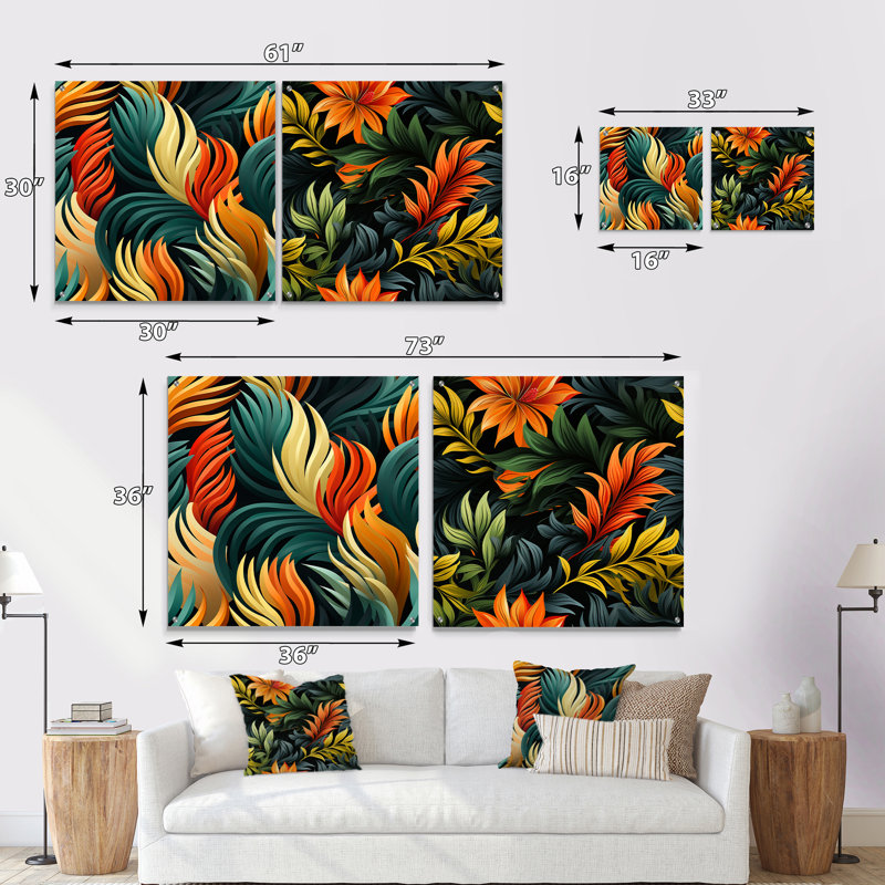 Lilibeth - Ensemble de 2 peintures murales abstraites en acrylique, H 36 po x l 73 po
