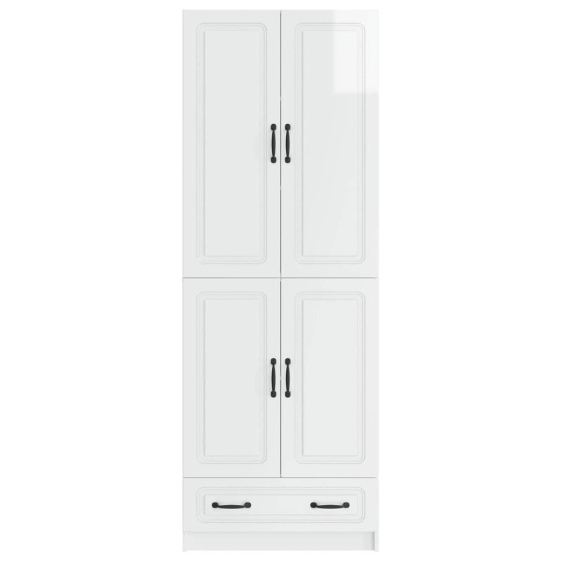 4 -Door 1 -Drawer 3 -Shelf Storage Cabinet, High Gloss White