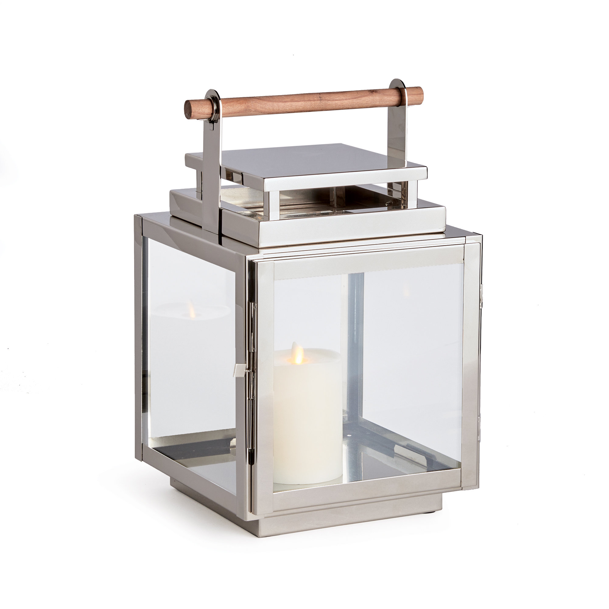 Cathica Stainless Steel Lantern Medium, Silver, 16.5" H x 10.5" W x 10" D